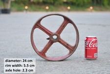 old vintage cast iron shepherd / chicken hut antique old trolley wheel 24 cm