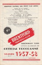 BRENTFORD v SHREWSBURY 1957/58