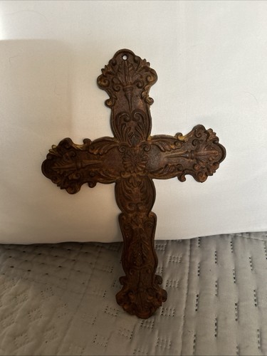 Vintage cast iron crucifix - vintage,
