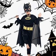 Kids Batman Superhero Costume DC Comic Book Week Party Cosplay Boys Fancy Dress