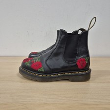 Dr Martens 2976 Vonda Black Leather Floral Embroidered Roses Chelsea Boots Uk 4