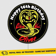 Personalised Cobra Karate Kai Kid NAME/AGE Birthday Cake Topper Kids/Teen/Adult
