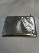 Whistles Leather Silver Zip Pouch Bag