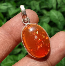 Trendy Baltic Amber Gemstone Pendant 925 Sterling Silver Plated Handmade Jewelry