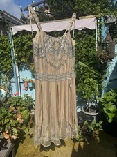 New Monsoon Size 10 Gold Fully Beads & Sequin dress. Gatsby 20s style silk BNWT
