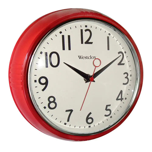 Red retro wall clock - in.,