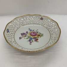 Vintage Schumann Arzberg Floral Reticulated Bowl Bavaria Germany