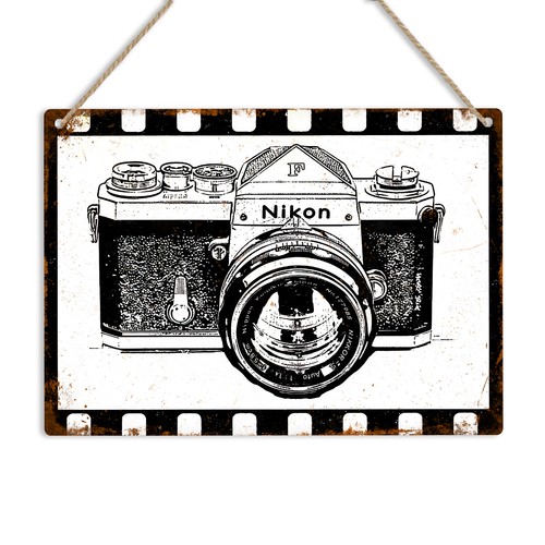 Old nikon retro metal - metal, sign