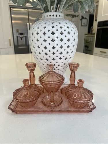 Vintage pink depression glass - depression,