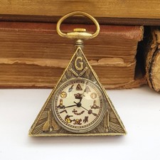 Bronze Cased Masonic Pyramid Pocket Watch Working Vintage