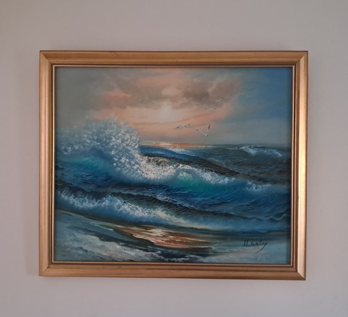 Vintage seascape oil painting - seascape,