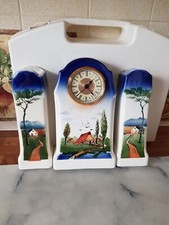 Ceramic 1920s Art Deco German Mantel Clock H23cm x W12cm