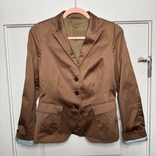 Rene Lezard French Designer Women's Chocolate Brown Robins Egg Blue Blazer Sz 38