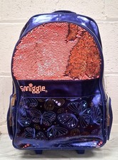 Kid's SMIGGLE blue Butterfly Pattern Trolly-Backpack w/ Light-up Wheels - CG CB5