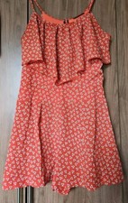 Love Label Orange Floral Playsuit Sleeveless Woman Size 12