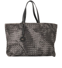 Bottega Veneta Intreccio Illusion Tote Shoulder Bag Nylon Grey