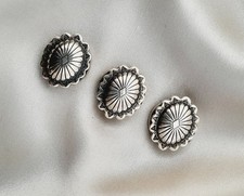 A Set Of Three Antique Vintage Silver Decorative Button Covers