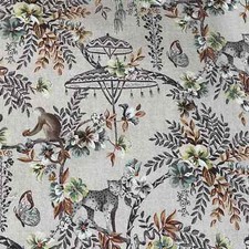 Savannah Jungle Fabric – Linen Look Cotton Safari Print for Curtains & Upholster
