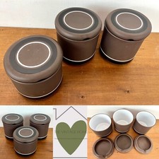 70s Hornsea Contrast Lidded Preserve And Sugar Bowls Brown White Vintage