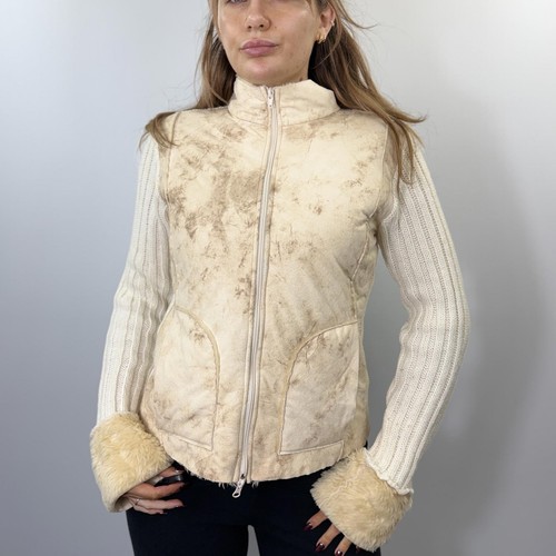 Y2k cream faux suede - cream, shearling