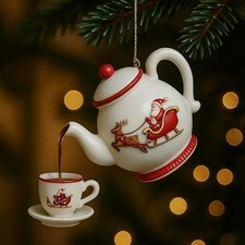 Vintage-Style Christmas Teapot