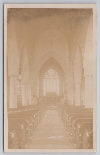 Rppc johns church interior - rppc,
