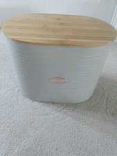 Metal Grey Bread Bin With Lid