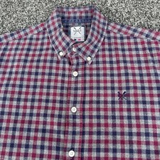 CREW CLOTHING CO 100%COTTON SHIRT BLUE/RED CHECK MENS MEDIUM