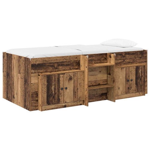 Loft bed frame with - bed, cabinet