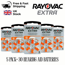 30x Rayovac Extra Size 13 Hearing Aid Batteries for Phonal Widex Oticon