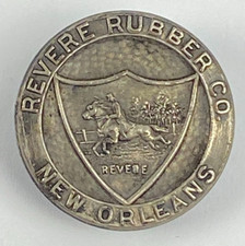 Revere Rubber Co. Badge Pin New Orleans  7/8" Green Duck Co. Vintage