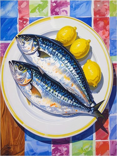 Tile mural still life fish - still,
