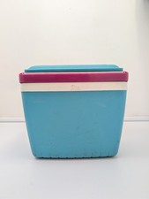 Vintage Thermos Cool Box Weekend Picnic Lockable Seat Lid Pink Teal Retro 80s 