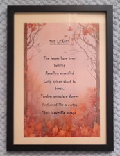 'The Leaves' Poem, Framed &