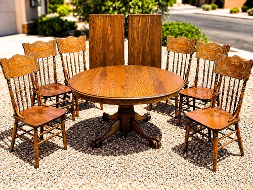 Vintage solid oak pressed back - vintage, pressed-back