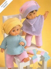 Knitting pattern copy 1275.   Dolls clothes outfits for 12-22 inch dolls.  DK
