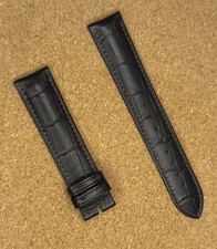 HIRSCH 19mm Crocodile Leather Watch Strap, Elegant And Durable Black 