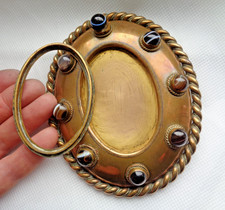 VICTORIAN GOTHIC BRASS ORMOLU & AGATE CABOCHON WALL PHOTOGRAPH FRAME