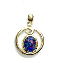 Sterling Silver Black Opal Doublet  Pendant