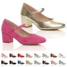 WOMENS LADIES MID BLOCK HEEL