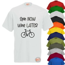 SPIN NOW, WINE LATER! Mens Funny T-Shirt Printed Slogan Tee Ideal Gift 8 Colours