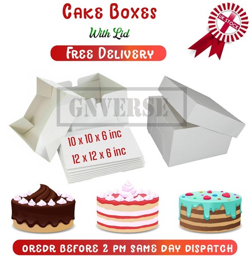 White cake box lid - white,