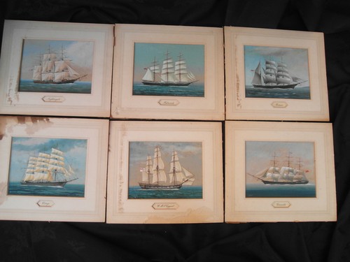 Six vintage seascape nautical - six,