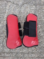 open front jumping boots, large. red, vgc, only lightly used