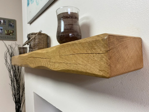 Rustic oak fireplace mantel - fireplace,