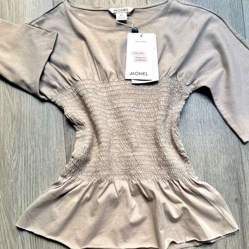 Monki shirred peplum top - monki, beige