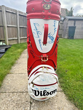 Vintage Red Wilson Staff Golf Bag signed by Professional Golfers