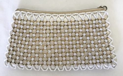 Vintage 60s beaded white - vintage, zip