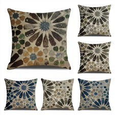 18" Vintage Tiles Floral Pillow Covers Shabby Chic Porcelain Flower Cushion Case