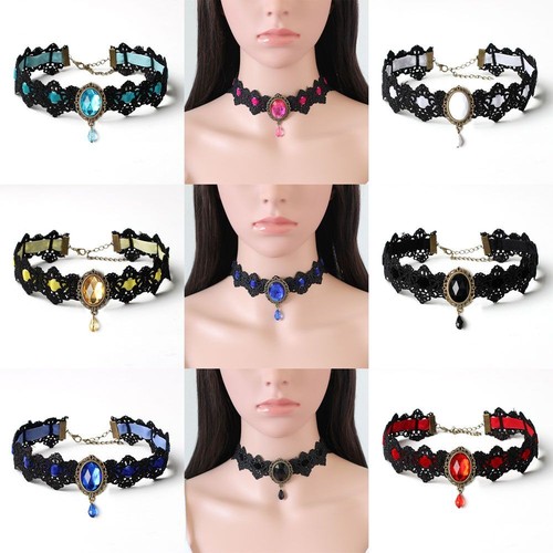 Choker necklace set - necklace, velvet